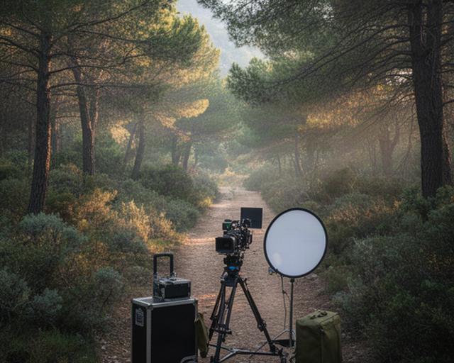 Bosque mediterráneo de Baleares con sendero despejado para una unidad de cámara